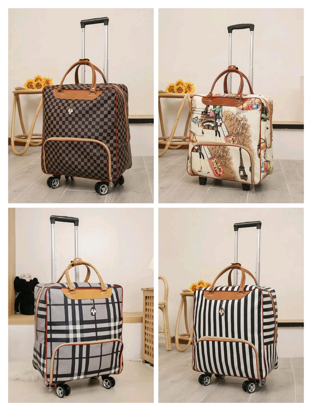 Portable Waterproof Travel Bag – PU Leather Short Trip Luggage with Universal Wheels