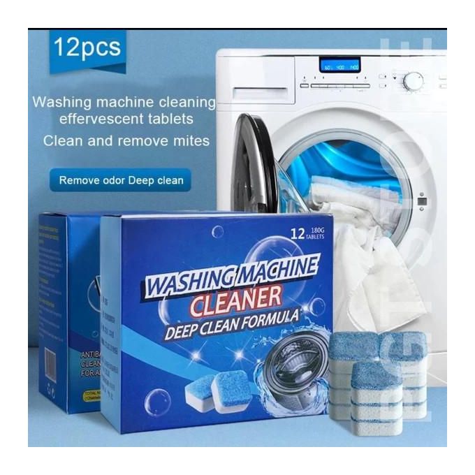 12pcs Deep Clean Washing Machine Tablets - Descale, Deodorize, & Remove Mold