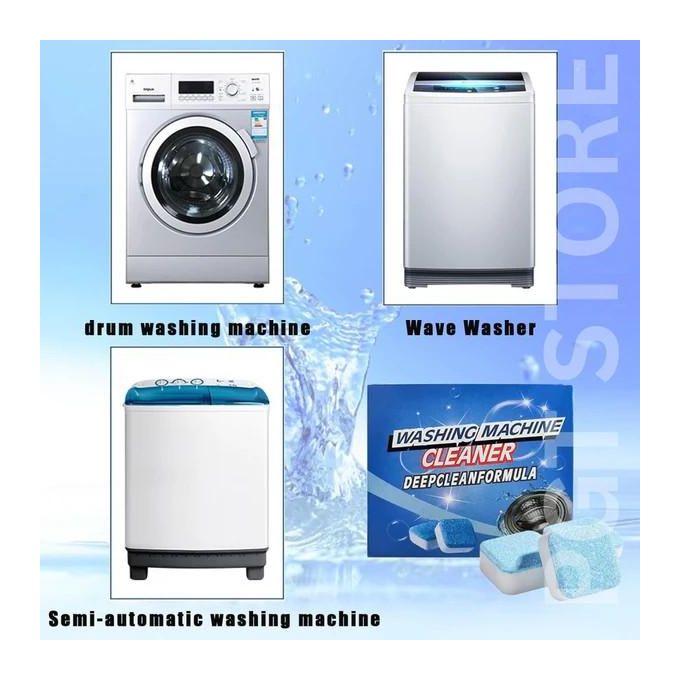 12pcs Deep Clean Washing Machine Tablets - Descale, Deodorize, & Remove Mold