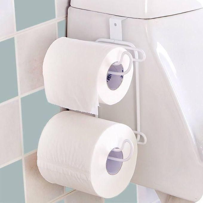 Metallic double tissue holder placed over door or over toilet cistern