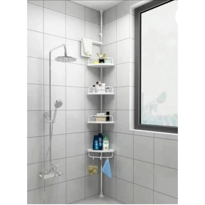4 Layer Multi Corner Shelf Tension Pole-Bathroom Organizer