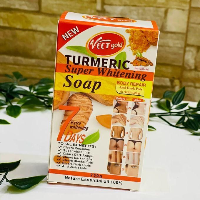 VEET GOLD Turmeric Super Whitening Soap – Anti-Dark Spots & Anti-Aging Herbal Brightening Bar