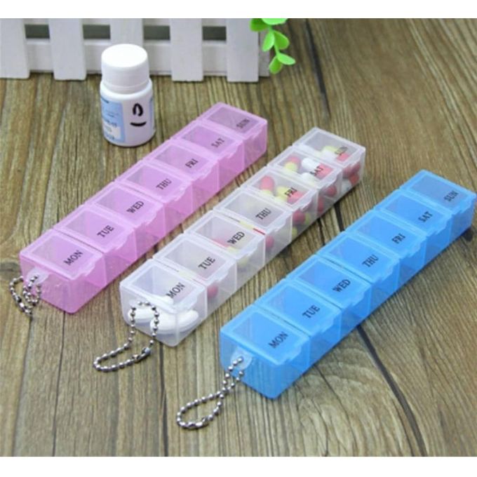 Pill Box Organizer 7 Day Tablet Storage Case Medication Work Supplement Vitamins Portable Small Items Tablets Box Weekly Reminder For Medicine Travel Dispenser Assorted Color