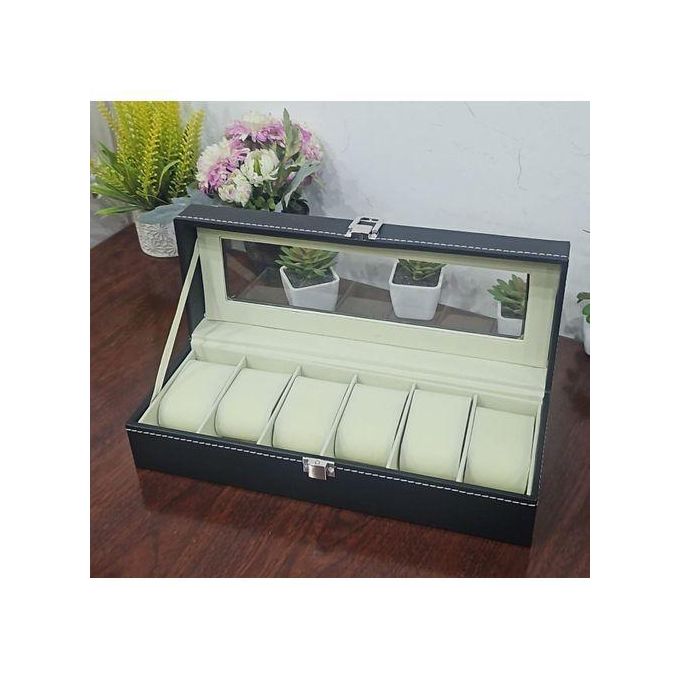 Soft leather 6 watch box organizer