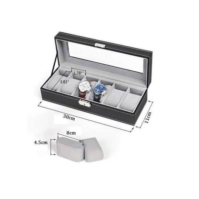 Soft leather 6 watch box organizer