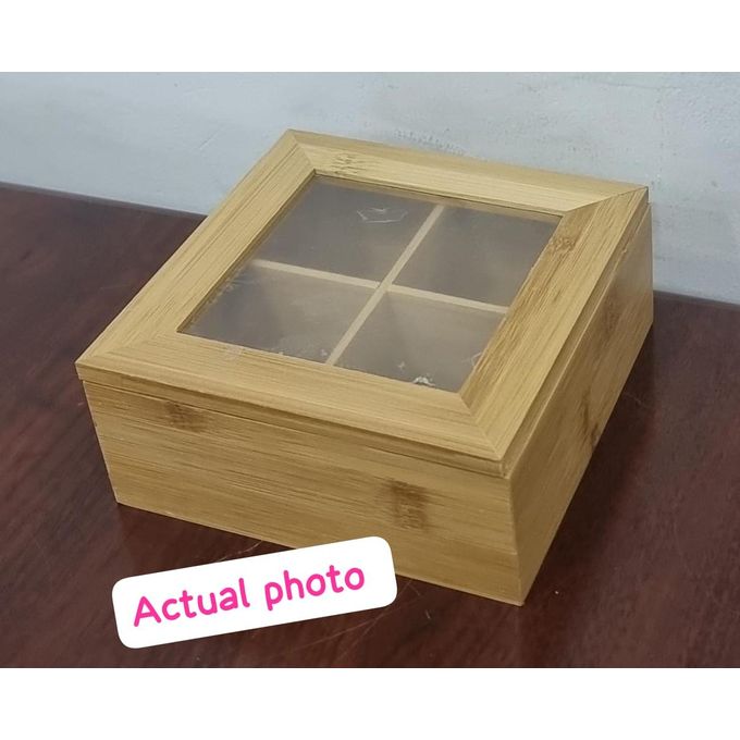 4 compartment Bamboo TEA bag organizer