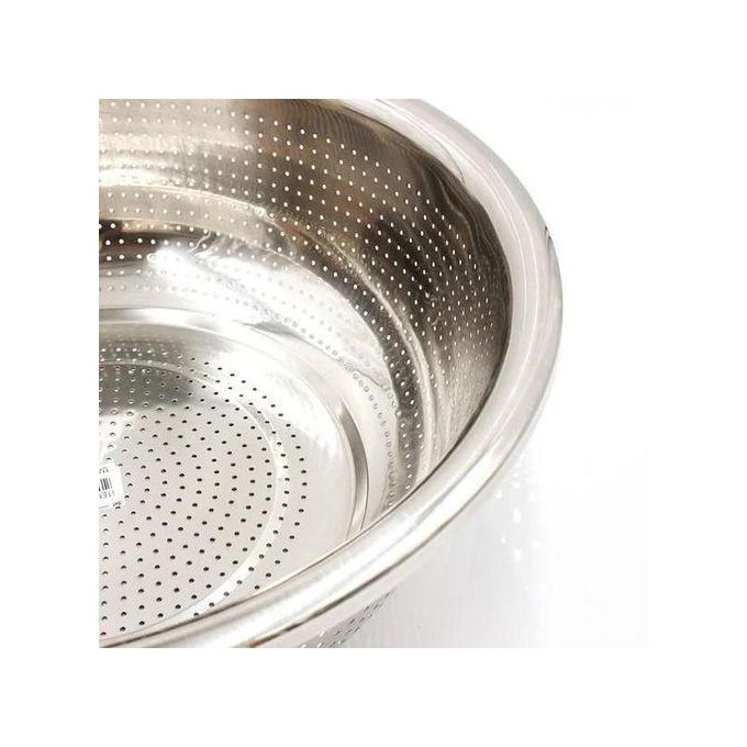 Steel washing sieve, Wash sieve Tray, vegetable washing sieve, small hole sieve,quick draining basket, stainless steel vegetable washing basket, sieve basin, Small hole basin, size 32 cm.