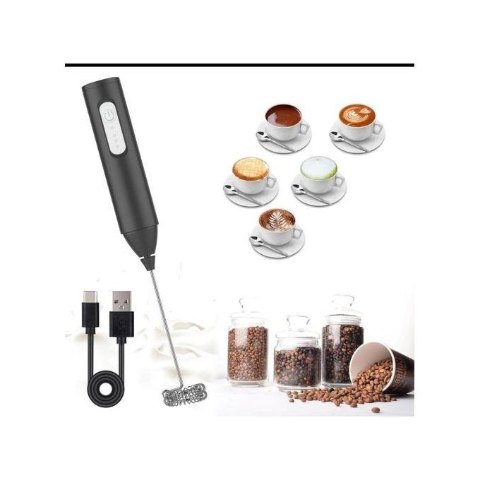 MINI Milk Frother USB Rechargeable 3 Speeds Foam Maker Coffee Whisk Mixer Electric Handle Blender Egg Beater