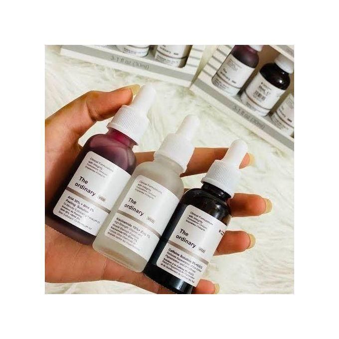 The Ordinary 3-in-1 Skincare Trio – AHA Peeling Solution, Niacinamide Serum & Caffeine Eye Solution