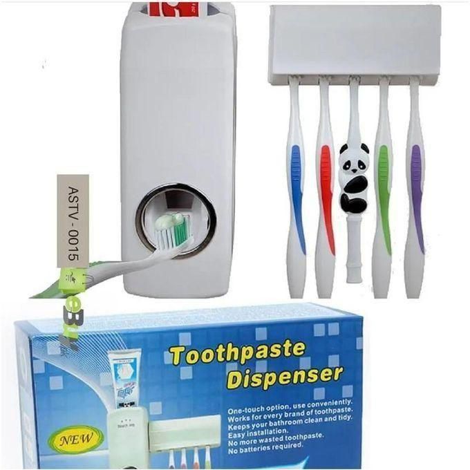 Toothpaste Dispenser+5pcs Toothbrush Holder