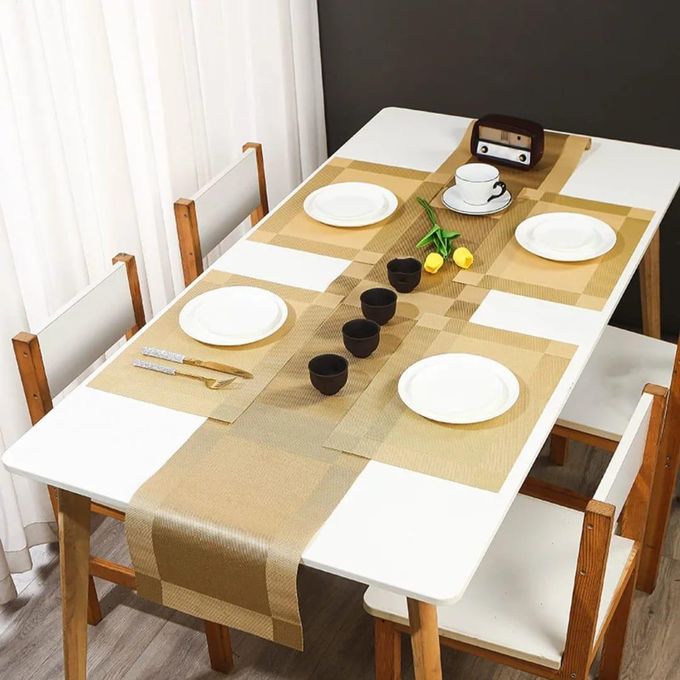 6pcs pvc table mats plus one table runner(30*180cm)