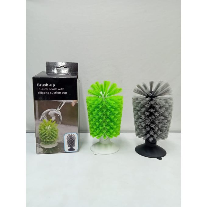 360° Sink-Mounted Glass Washing Brush with Suction Base