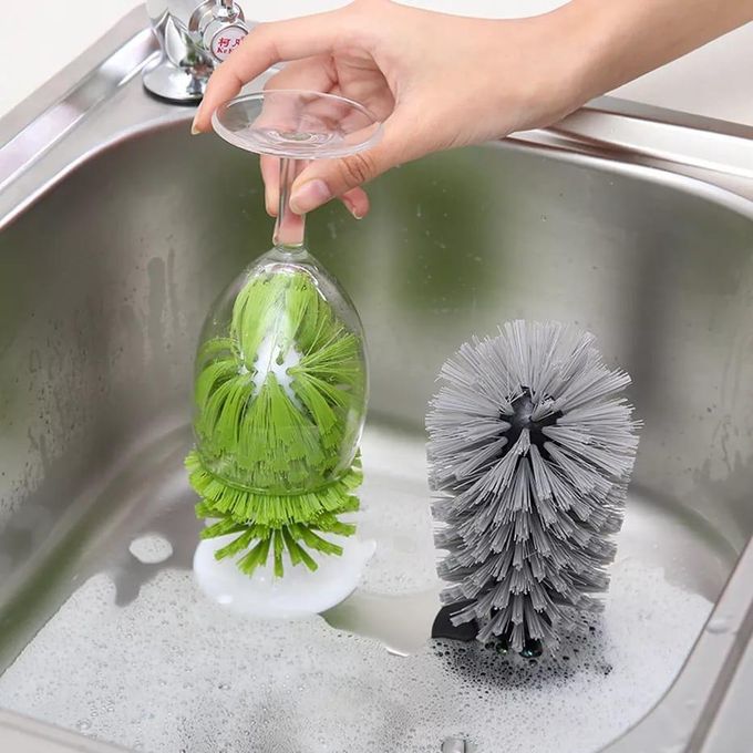 360° Sink-Mounted Glass Washing Brush with Suction Base