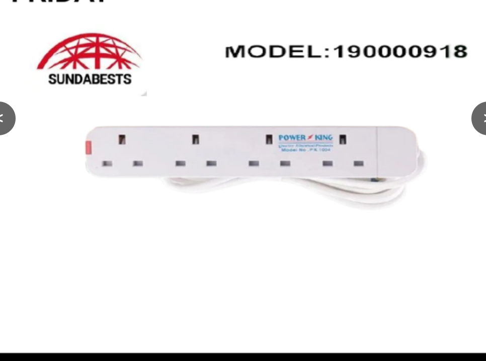 Sundabests Power King Heavy Duty 4-way Power/Socket Extension Cable Charging Outlet extension cable