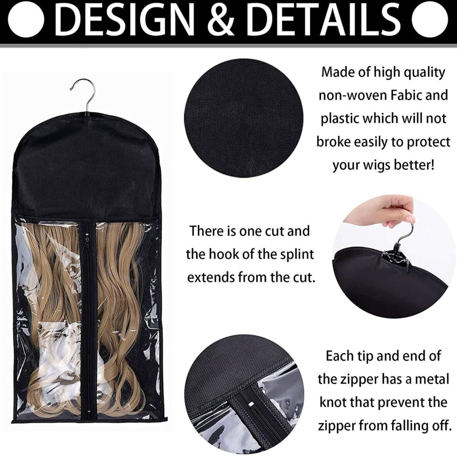 3pcs wig storage bag with hangers