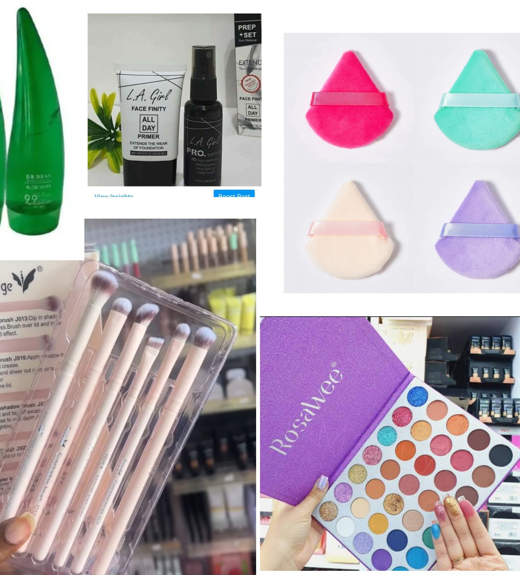 Daily Makeup kit set For Daily use - Eyeshadow palette, powder puff,  setting spray, primer, Face moisturizer,  makeup brushes