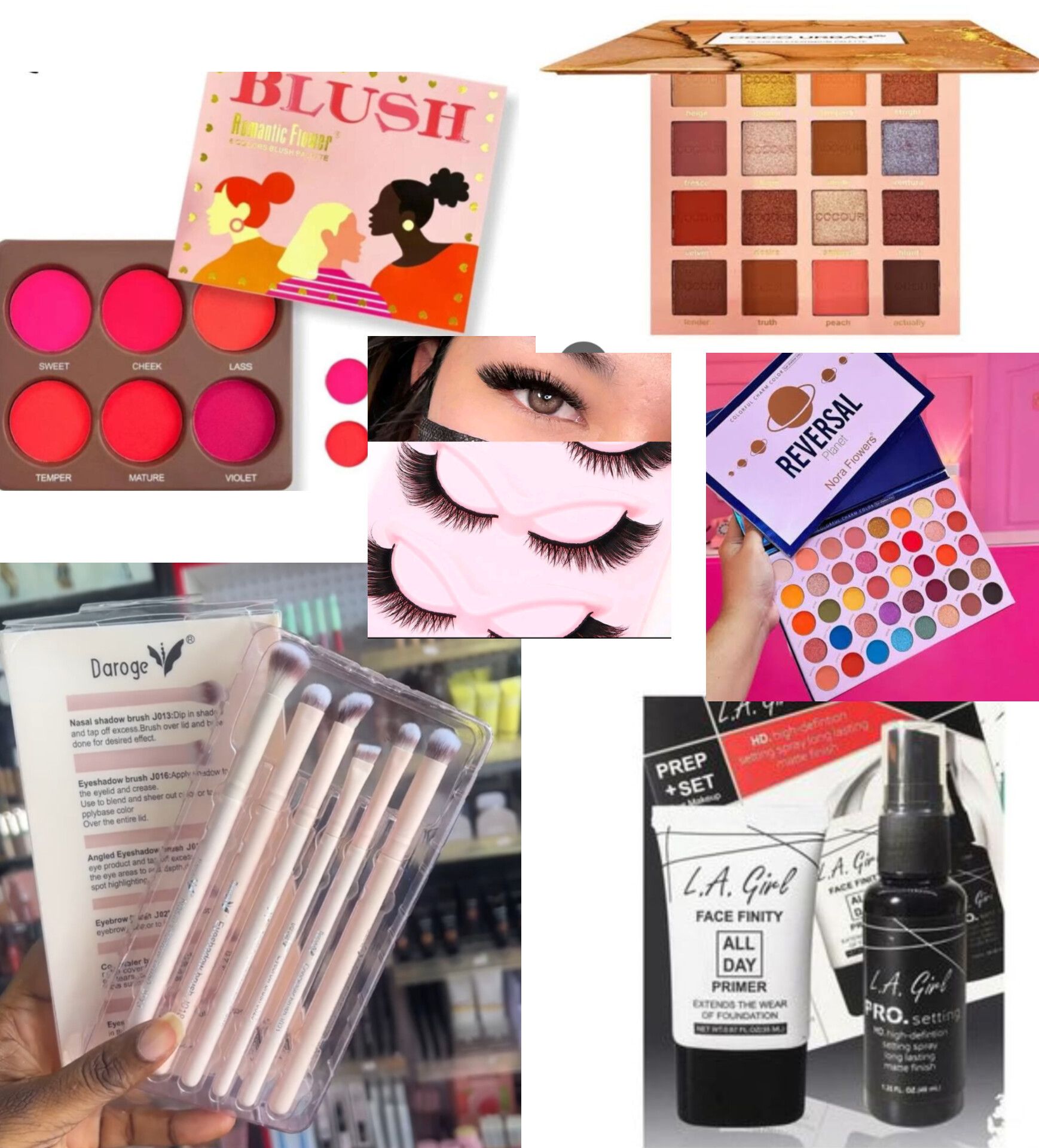 Professional Makeup kit set -Eyeshadow palette, Primer, Setting spray, Makeup brushes, Eyelashes, Blush palette, Nude Eyeshadow palette,