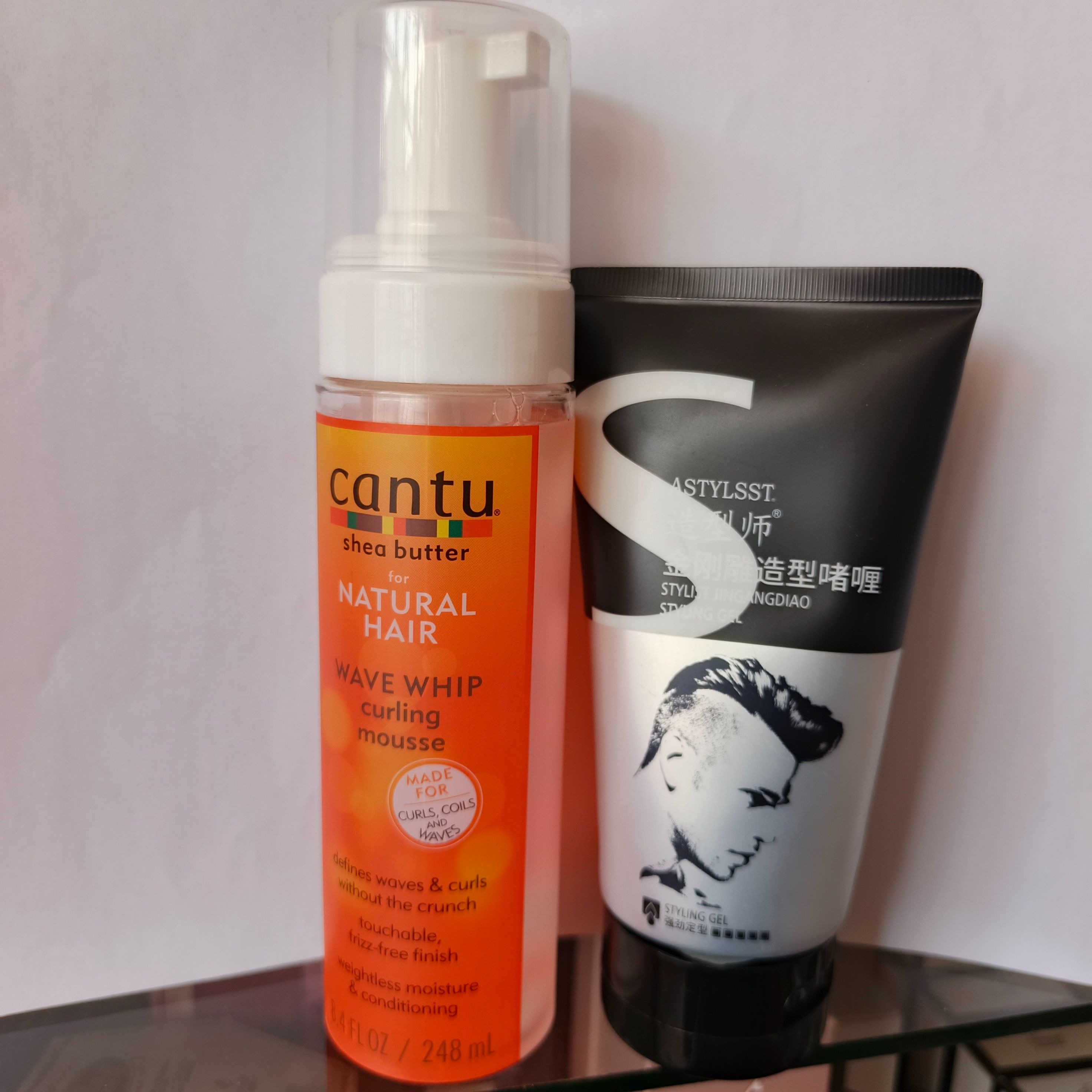Cantu Natural hair curling mousse + FREE styling Edges Gel