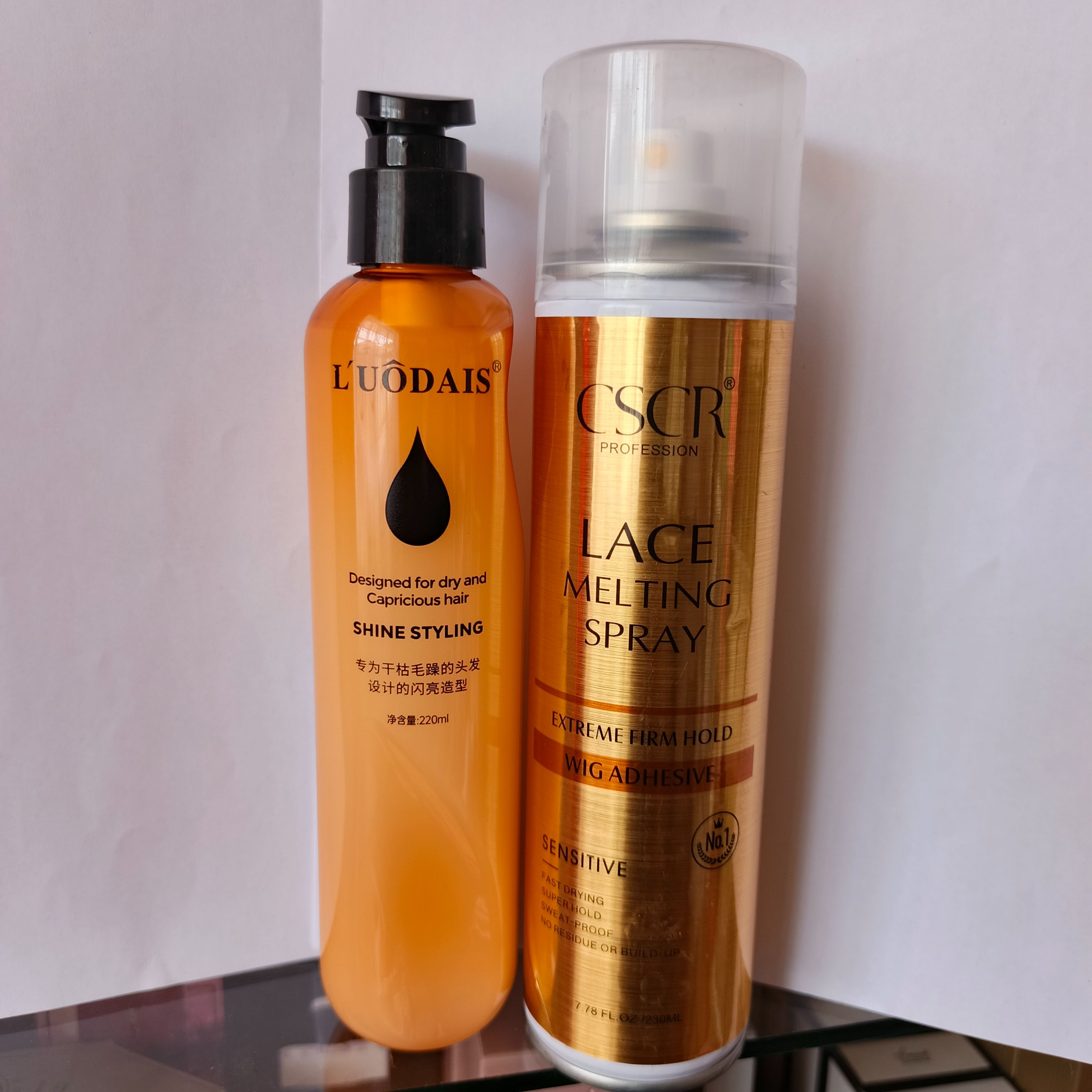 Wig Lace Firm Hold melting spray + Free human hair curl keeper + melting Band