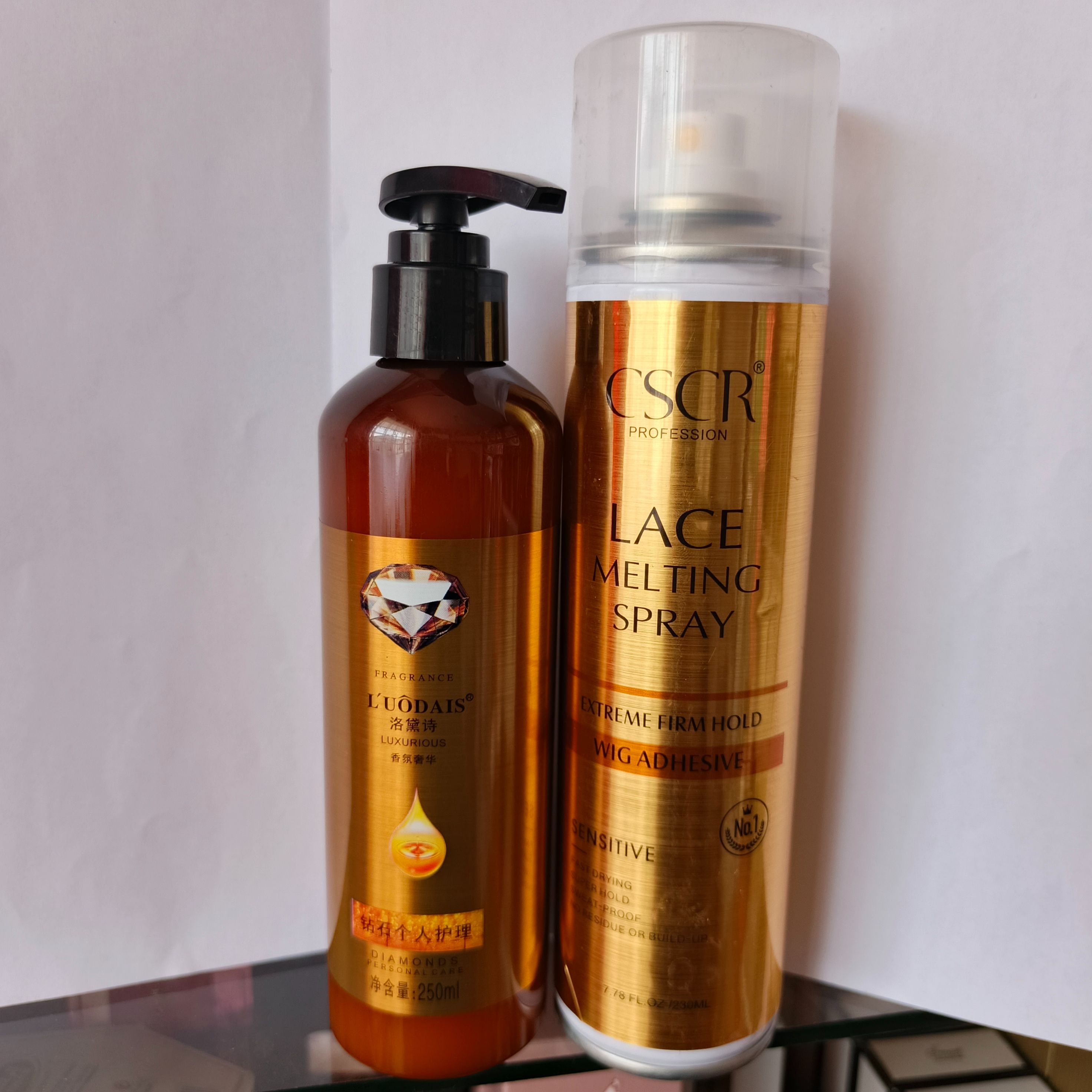 Wig Lace Firm Hold melting spray + Free human hair curl keeper + melting Band