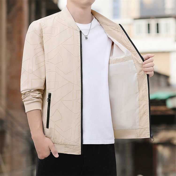 Fashion men's jacket coat slim side slit pocket casual sportswear youth zipper jacket