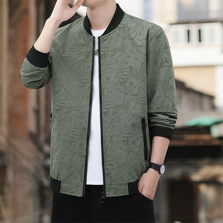 Fashion men's jacket coat slim side slit pocket casual sportswear youth zipper jacket