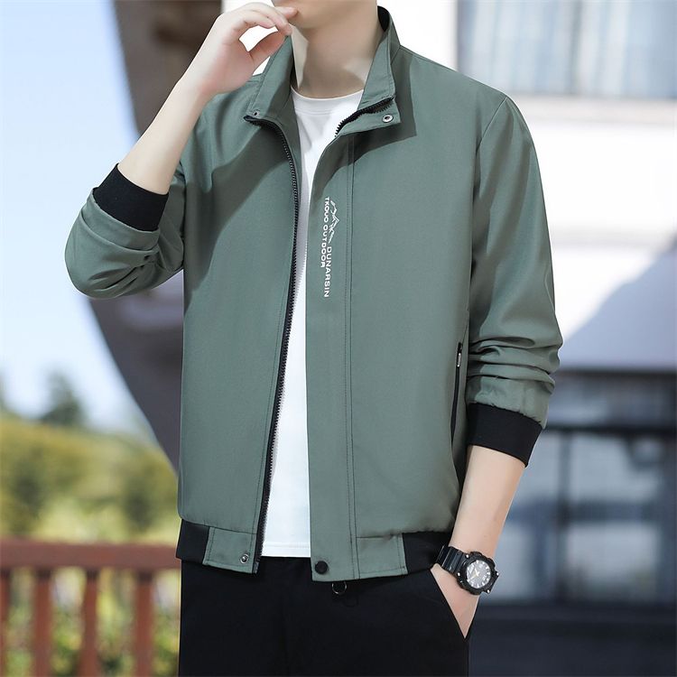 Men's jacket new casual trend youth stand-up collar zipper long-sleeved jacket men's clothing