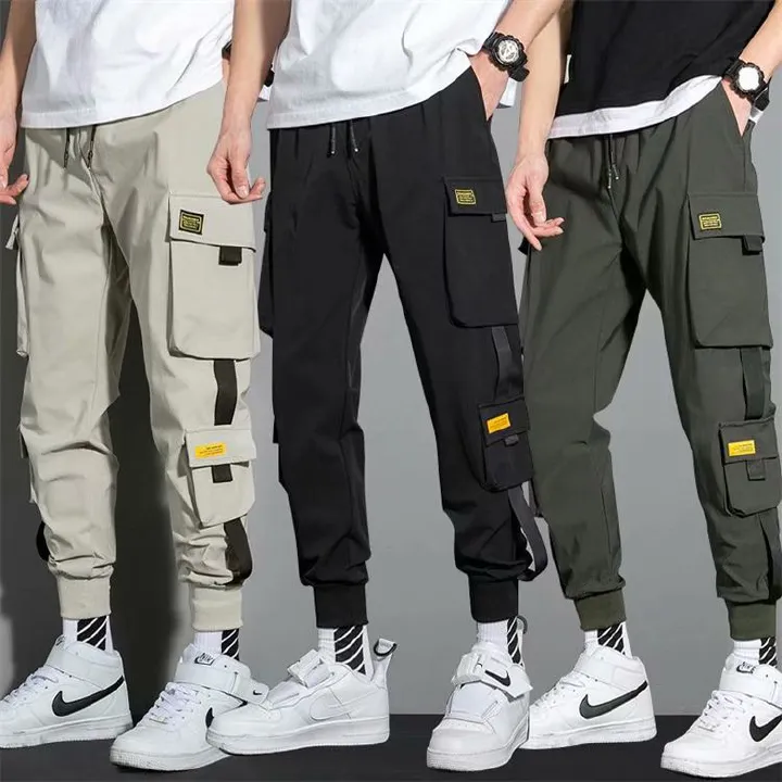 New Overalls For Men Tape Loose Binding Pants Casual Men's Cargo Pant