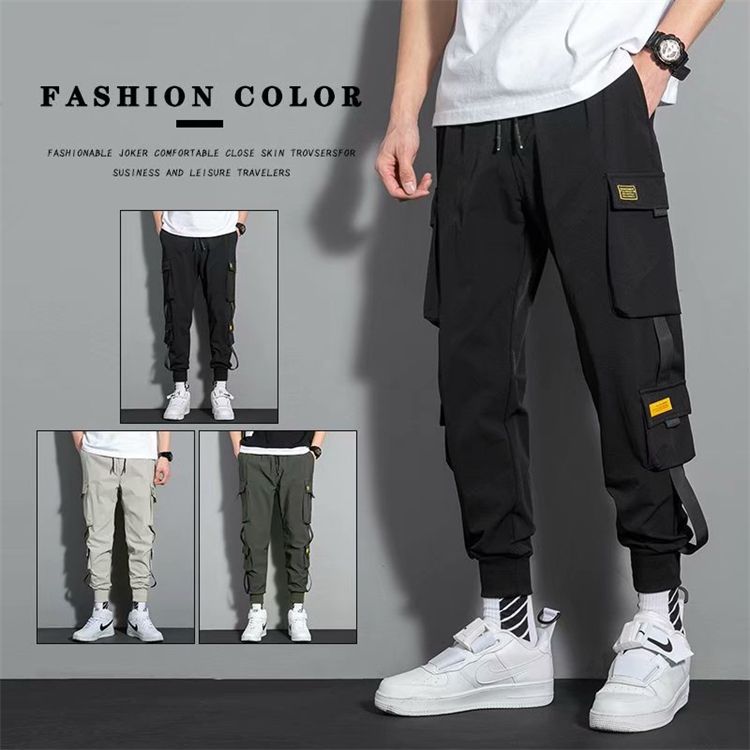 New Overalls For Men Tape Loose Binding Pants Casual Men's Cargo Pant