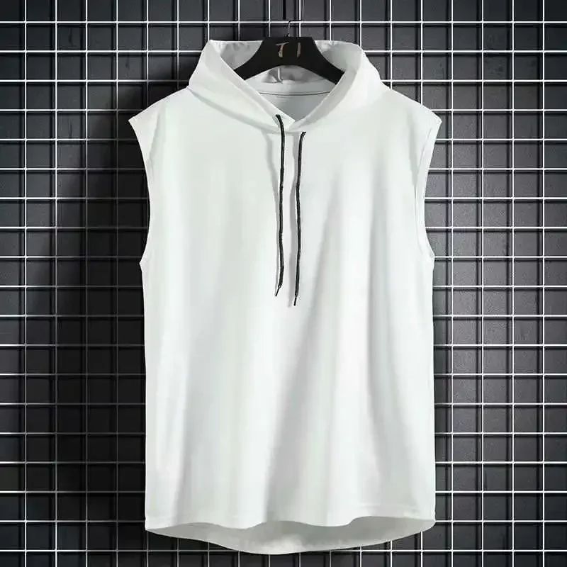 Men Gym Top Tanks & Camis Summer Clothing Bodybuilding Workout Fashion Fitness Singlets Sleeveless Hood Muscle Top
