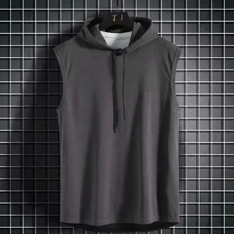 Men Gym Top Tanks & Camis Summer Clothing Bodybuilding Workout Fashion Fitness Singlets Sleeveless Hood Muscle Top