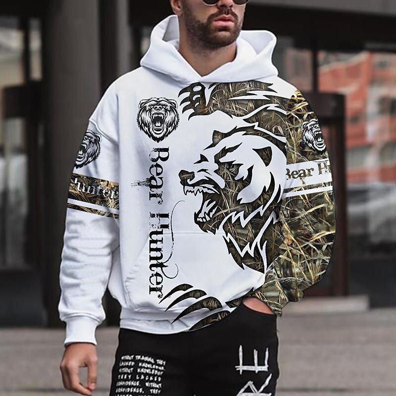 New Autumn Winter 3d Printed Men's Hooded Sportswear Tracksuit Long Sleeve Casual Sweatshirt