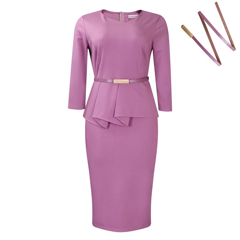 Trendy Career Dresses V-neck Half Sleeve Ruffle Wrap Hip Pencil Ladies Office Dresses Women Formal Work Dress