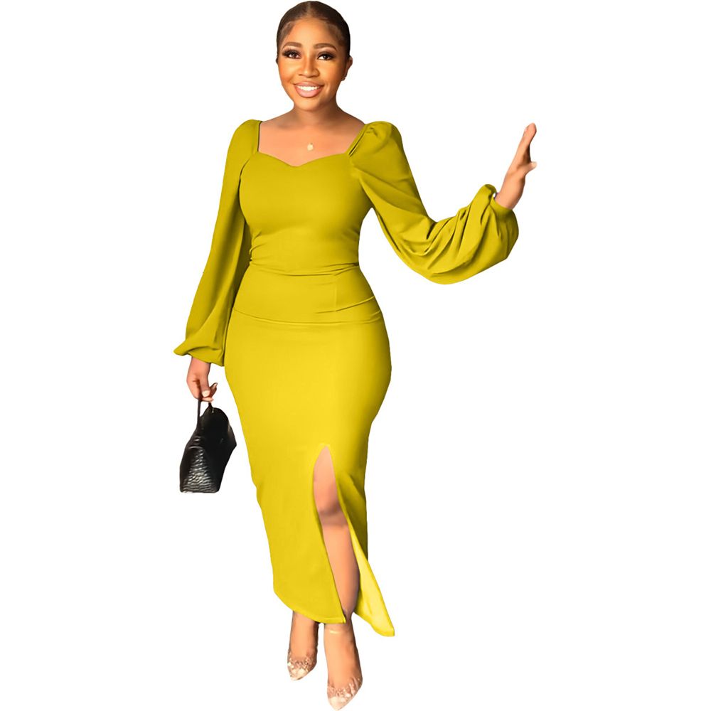 Slim fit Sexy Backless Temperament Slit Women's Evening Dress Party Maxi Dress One Step Dress With Hip Opening