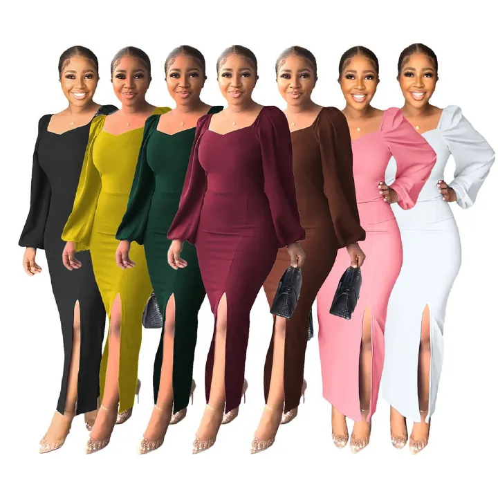 Slim fit Sexy Backless Temperament Slit Women's Evening Dress Party Maxi Dress One Step Dress With Hip Opening