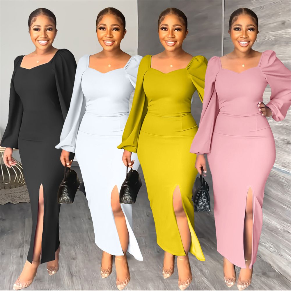 Slim fit Sexy Backless Temperament Slit Women's Evening Dress Party Maxi Dress One Step Dress With Hip Opening