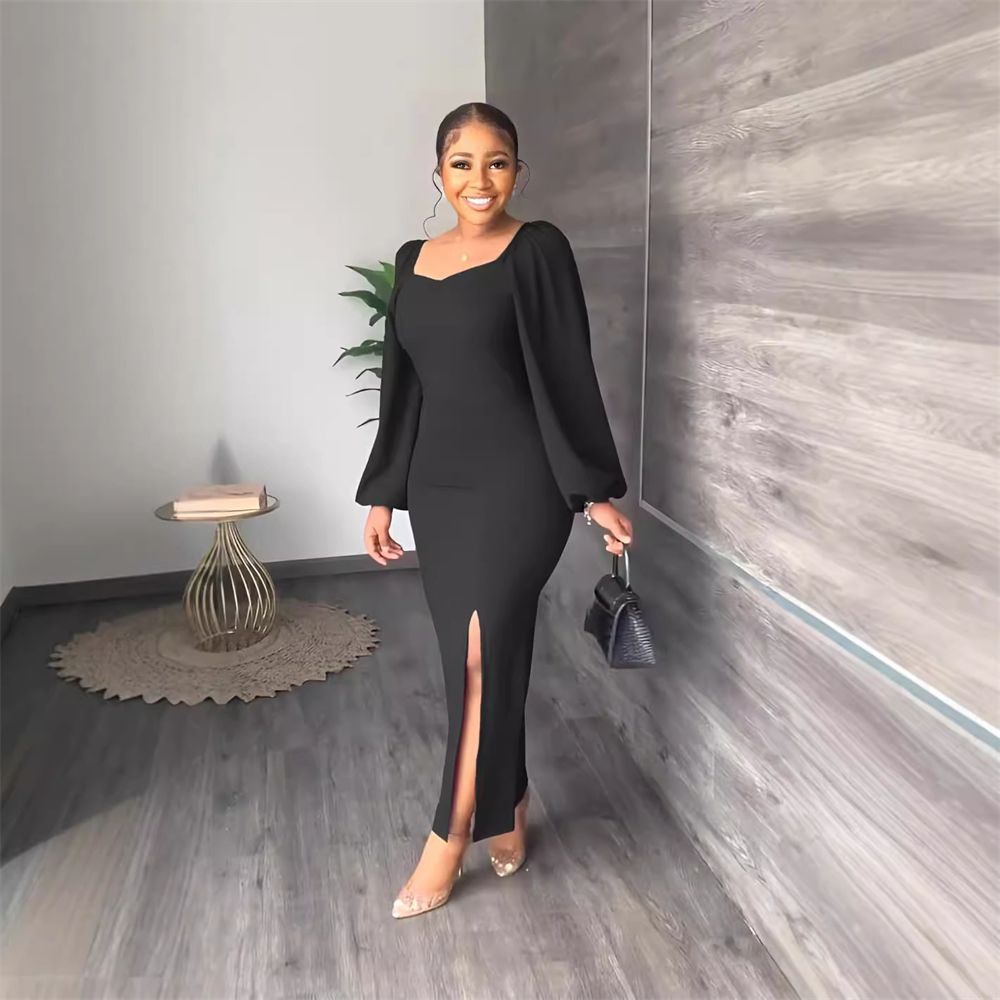 Slim fit Sexy Backless Temperament Slit Women's Evening Dress Party Maxi Dress One Step Dress With Hip Opening