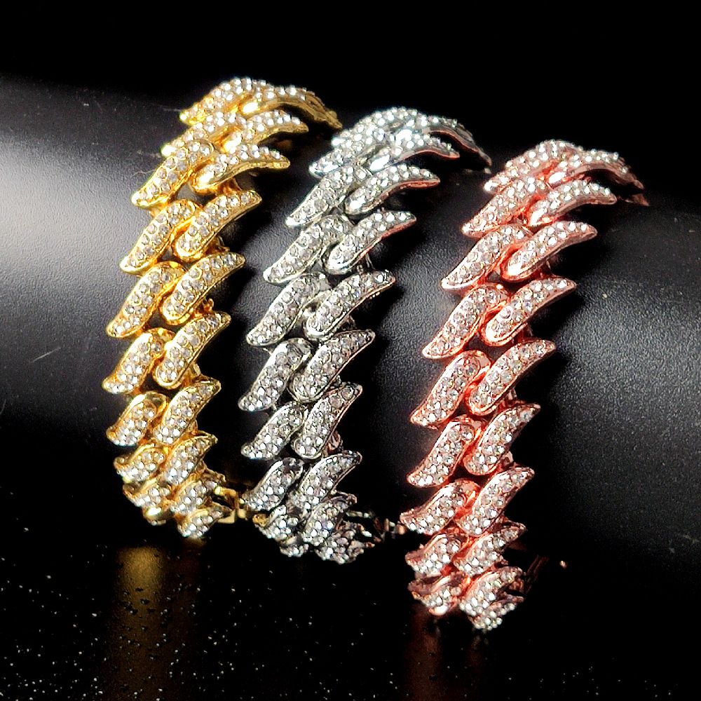 Hip Hop Jewelry Set Mens Women Iced Out Watch Necklaces Bracelet Bling Diamond Cuban Chains Choker Gold Watch for Men Reloj Gift(1*watch1*bracelet 1*necklace）