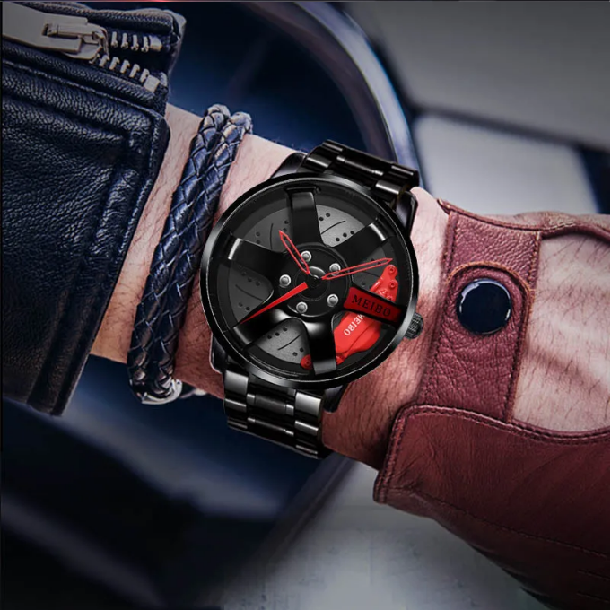 2025 Top Men's Leather Watch Men's Car Wheel Stainless Steel Quartz Watch Men's Military Sports Watch