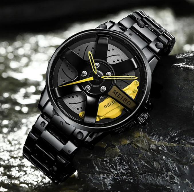 2025 Top Men's Leather Watch Men's Car Wheel Stainless Steel Quartz Watch Men's Military Sports Watch