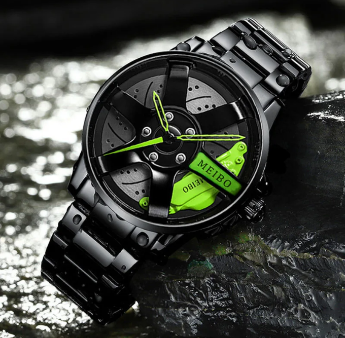 2025 Top Men's Leather Watch Men's Car Wheel Stainless Steel Quartz Watch Men's Military Sports Watch