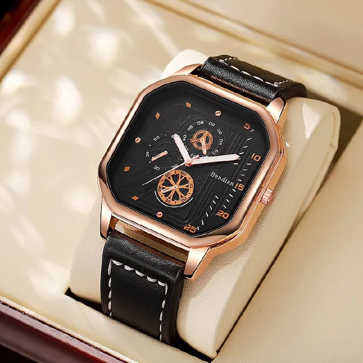 Classic charm luxury business men's quartz watch steel strap folding buckle chronograph fashionable and versatile men's watch