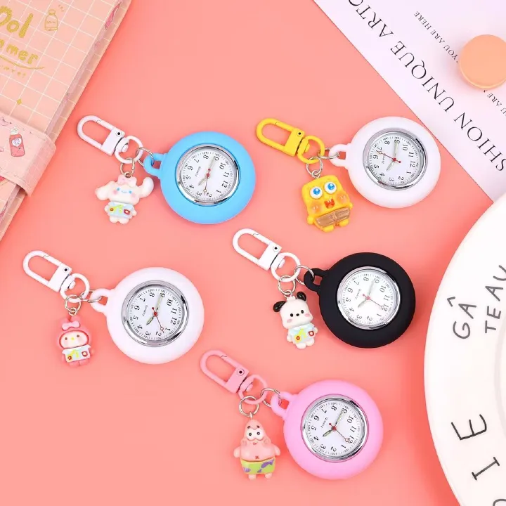 Hospital Health Care Shiny Heart Medical Icons Cartoon Lovely Nurse Doctor Clip Pocket Watches Hang Clock Gift Watch