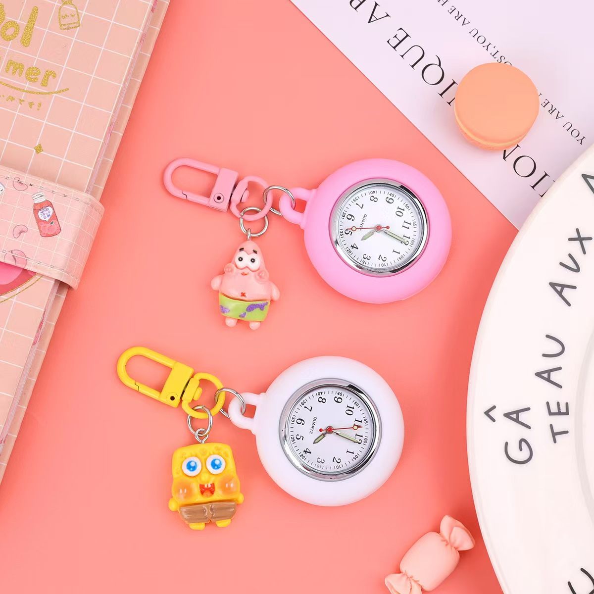 Hospital Health Care Shiny Heart Medical Icons Cartoon Lovely Nurse Doctor Clip Pocket Watches Hang Clock Gift Watch