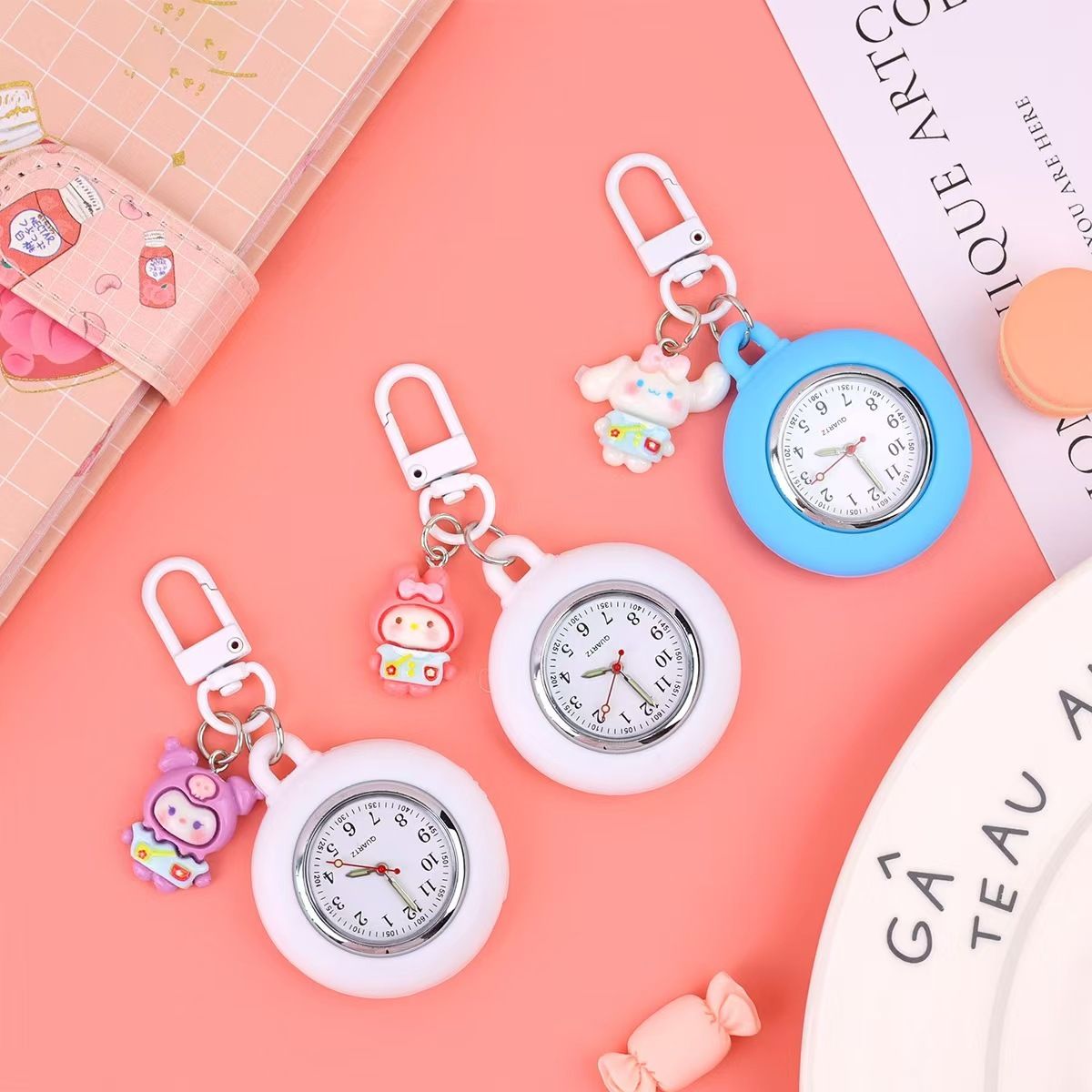 Hospital Health Care Shiny Heart Medical Icons Cartoon Lovely Nurse Doctor Clip Pocket Watches Hang Clock Gift Watch