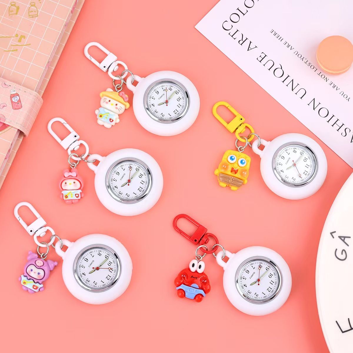 Hospital Health Care Shiny Heart Medical Icons Cartoon Lovely Nurse Doctor Clip Pocket Watches Hang Clock Gift Watch