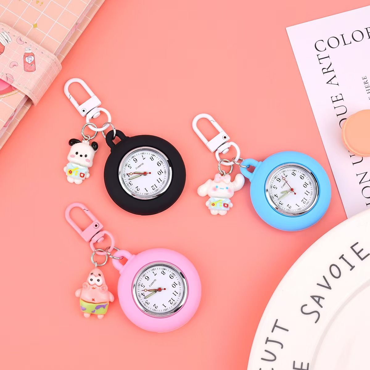 Hospital Health Care Shiny Heart Medical Icons Cartoon Lovely Nurse Doctor Clip Pocket Watches Hang Clock Gift Watch