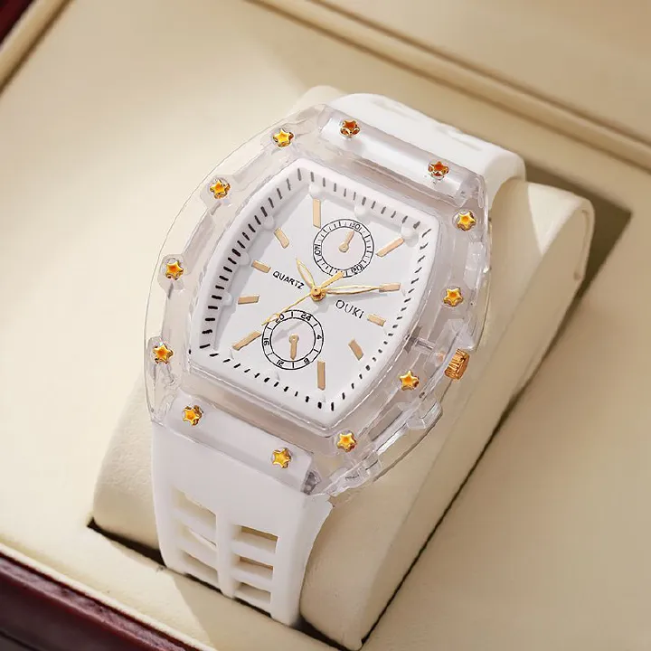 2025 New Fashion Women Luxury Watches Men Tonneau Silicone Jelly Quartz Watch For Gifts Students Wristwatch Hot