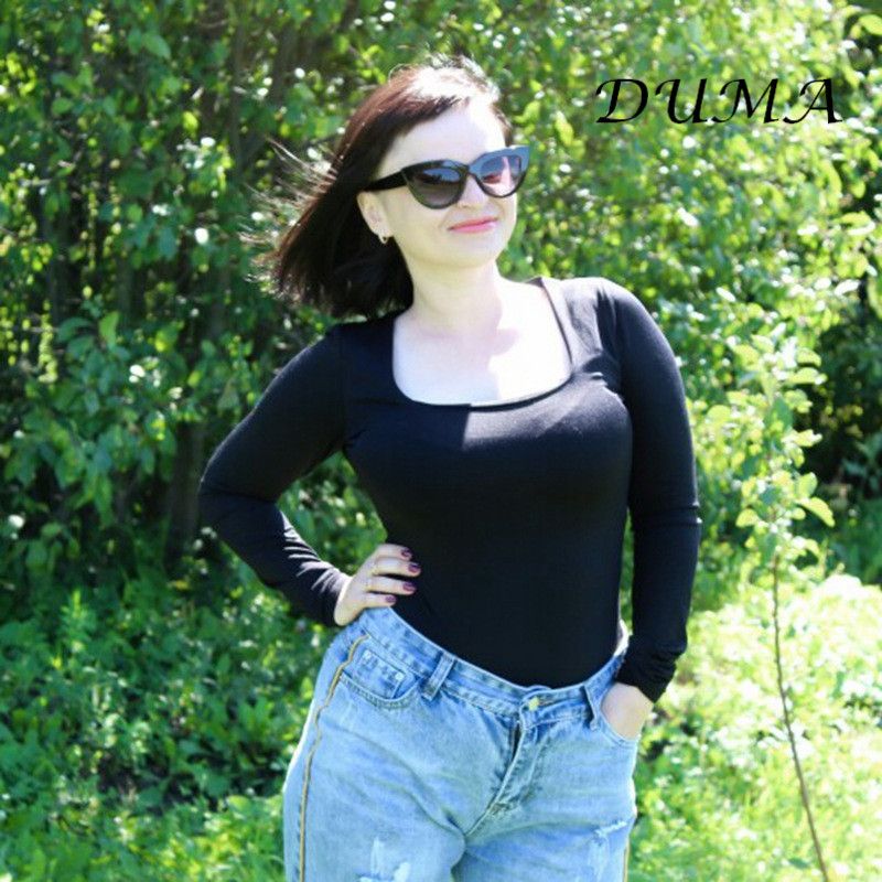 "DUMA"Cultivate oneself sexy one-piece garment Long sleeves sexy T-shirt female Internet celebrity