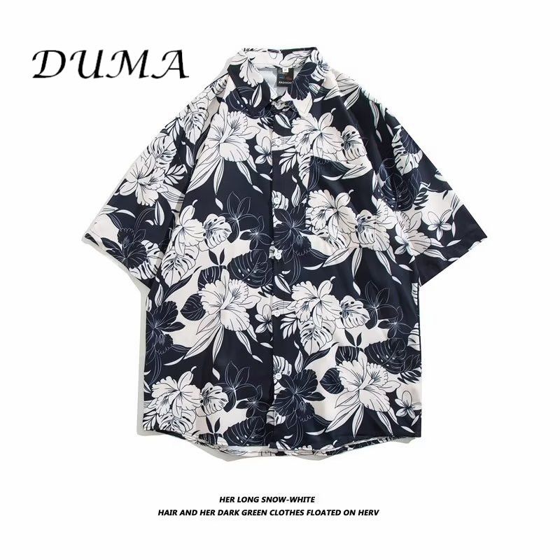 "DUMA"Hawaii Flower shirt Man Short sleeve Summer "Loose" Vacation Beach shirt